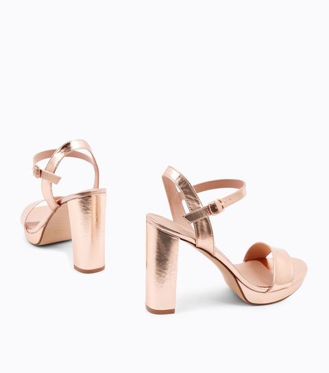 Rose gold 2024 metallic block heels