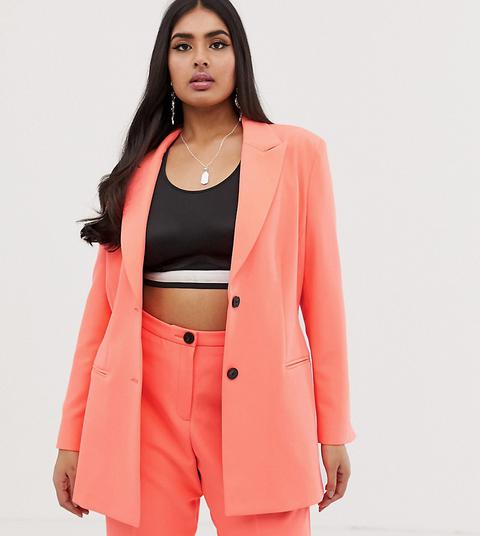 Americana De Traje En Rosa Flúor De Asos Design Curve