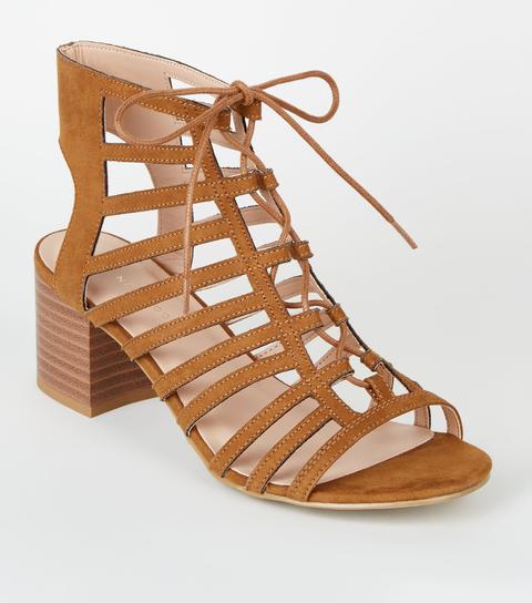 Wide Fit Tan Ghillie Lace Up Sandals New Look Vegan