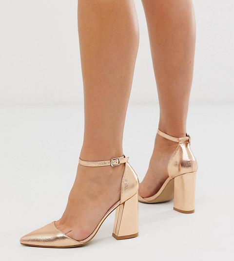 Glamorous Wide Fit - Scarpe A Punta Con Tacco Oro Rosa - Oro from ASOS on  21 Buttons