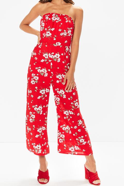 Karla Red Floral Bandeau Jumpsuit