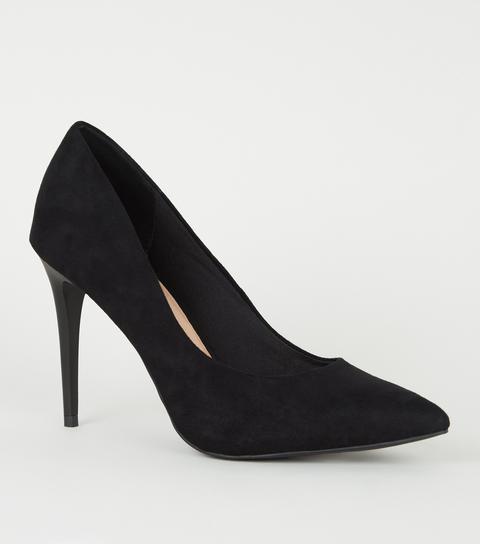 Black Suedette Pointed Court Shoes New Look Vegan