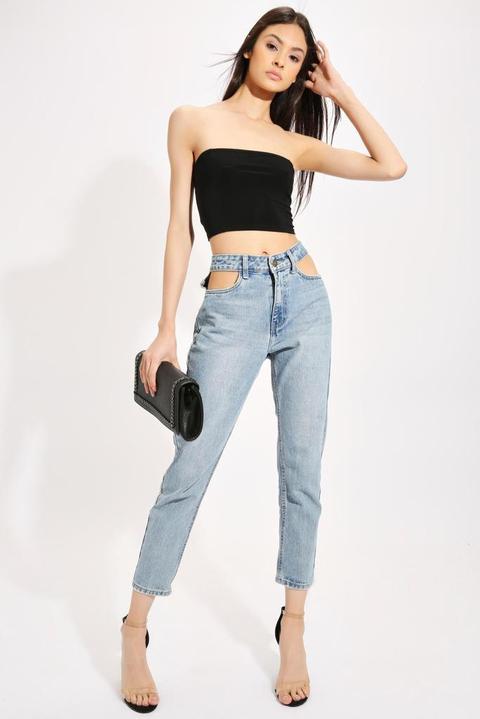 Light Wash Open Pocket Mom Jeans