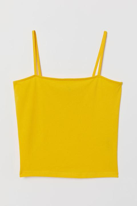 H & M - Top Corto In Jersey - Giallo