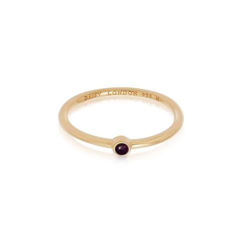 Amethyst Healing Stone Ring 18ct Gold Plate