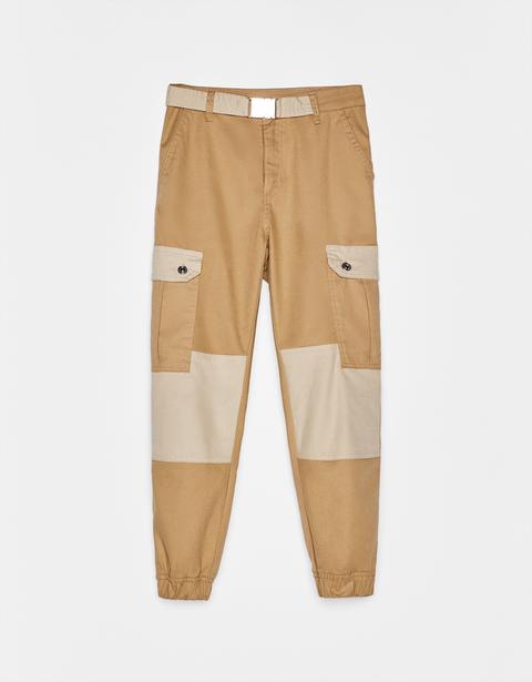 Pantaloni Jogger Militari Con Color Block