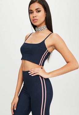 Bybel X Missguided Bralette Con Rayas En Azul Marino Brillante