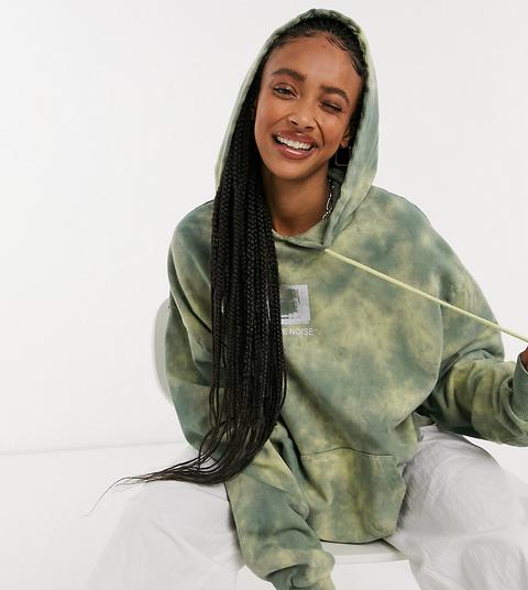 Collusion Unisex Oversized Hoodie With Print In Khaki Tie Dye-green