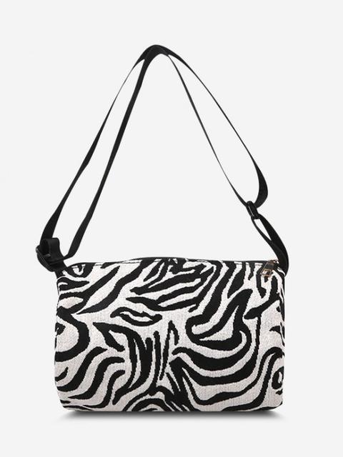 Bolso Casual Cruzado Lona Estampado Cebra Black