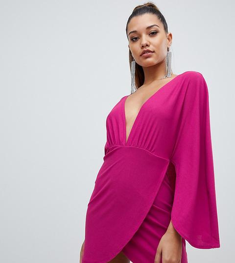 Prettylittlething - Vestito A Fascia Viola A Mantella Con Scollo Profondo - Viola