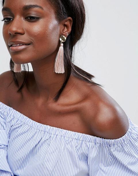 Pendientes Largos Con Borla Y Disco De Asos