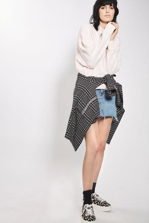 Moto Mini Denim Skirt