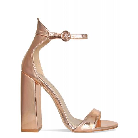 Eliana Rose Gold Barely There Block Heels