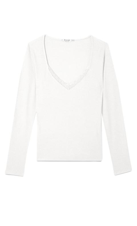 Long Sleeve T-shirt With Lace Trim