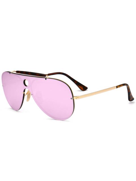 Leopard Bar Hollow Round Shield Pilot Sunglasses