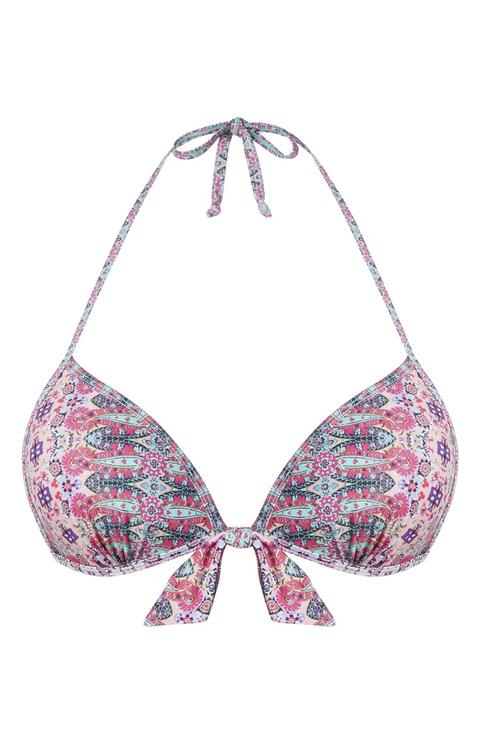 Top De Bikini Estampado Cachemira Rosa