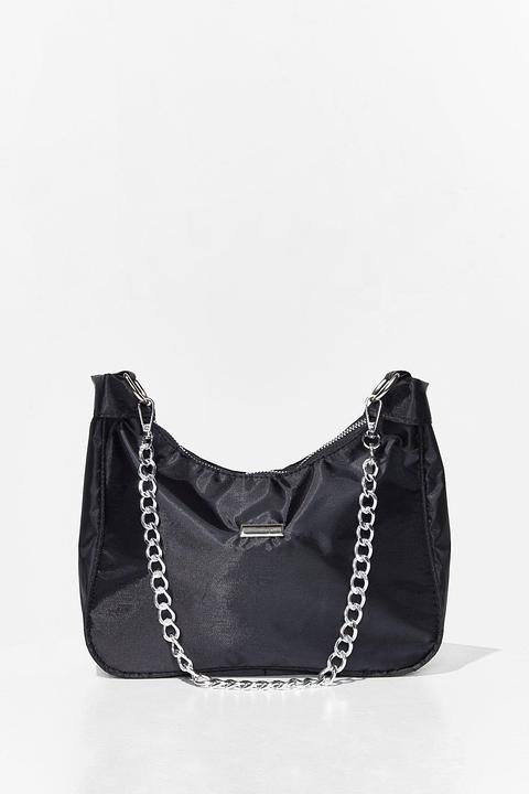 Womens Chain Strap Zip Close Shoulder Bag