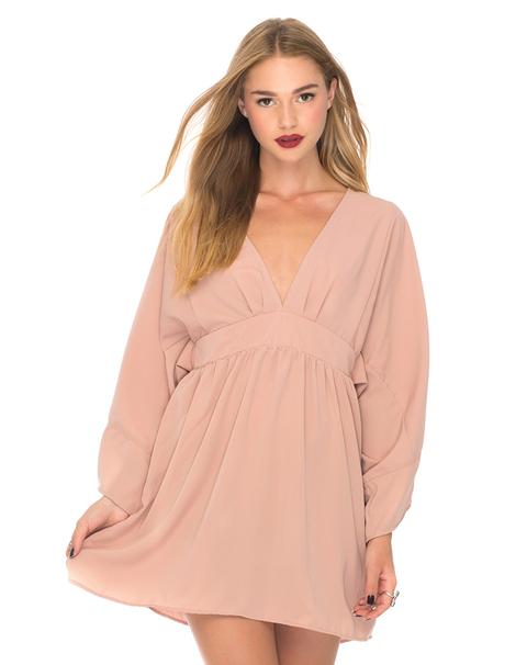 Edma Kimono Sleeve Babydoll Dress In Blush By Motel