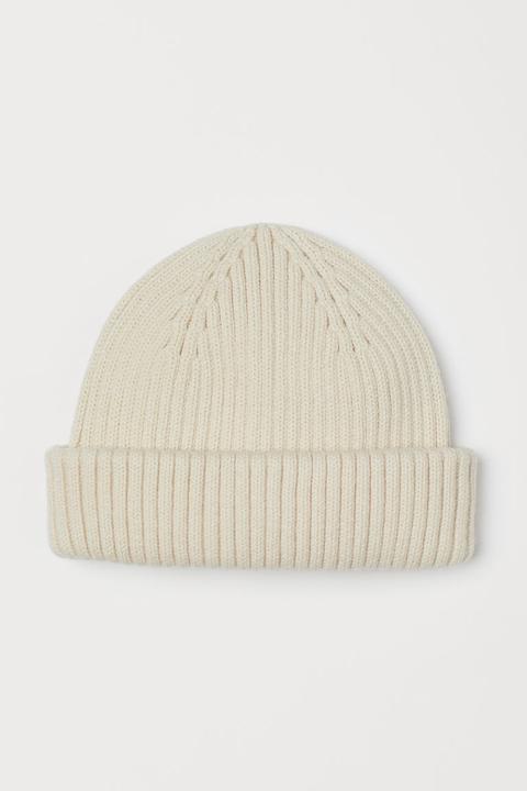 Rib-knit Hat - Beige