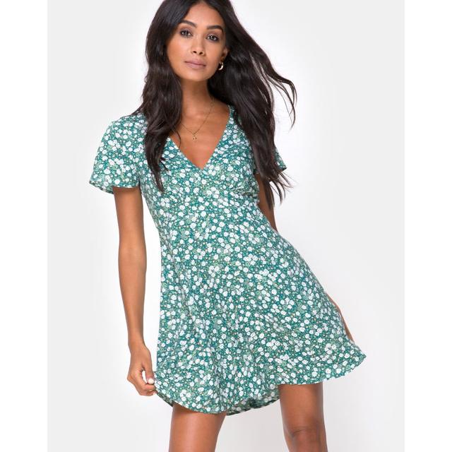 Elara dress in floral 2025 field green by motel