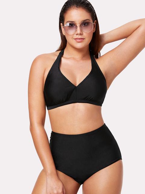 Set De Bikini Halter De Cintura Alta