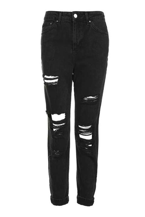 black mom jeans with rips