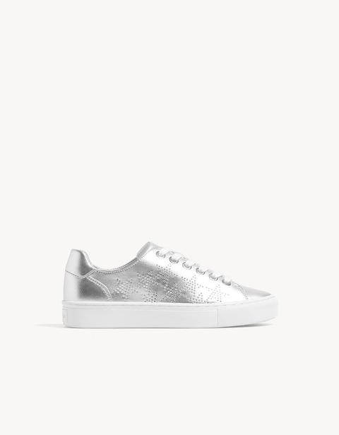 Sneaker Stelle Metallizzata Argento