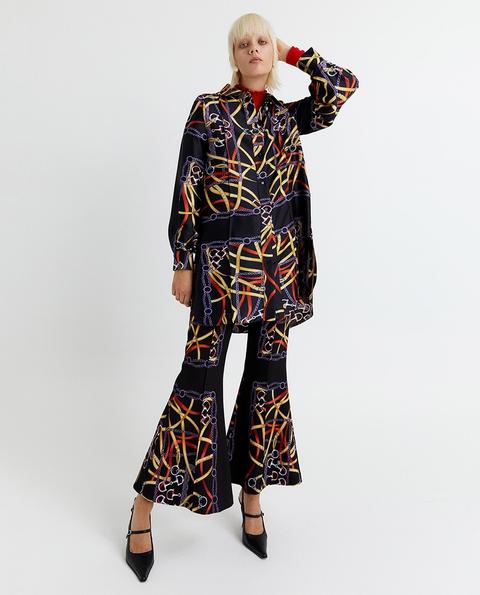 Sfera - Pantalón Campana De Mujer Estampado De Cadenas