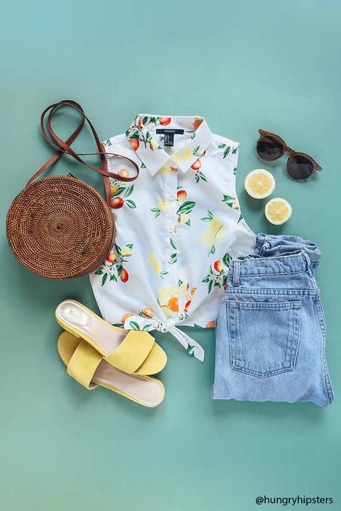 Fruit Print Tie-front Shirt