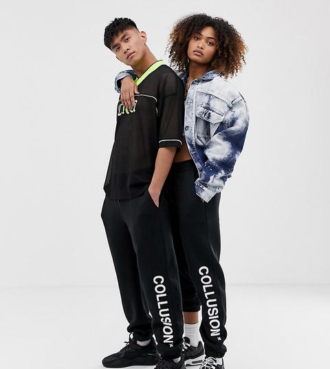 Collusion Unisex Logo Jogger In Black