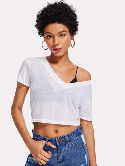 V Neckline Crop Tee