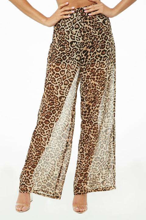 Pantaloni Larghi Con Stampa Leopardata