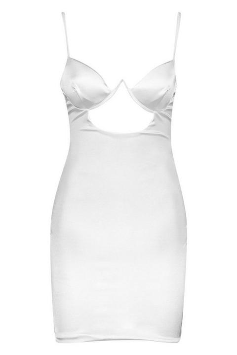 Satin cut out detail cupped 2024 bodycon dress