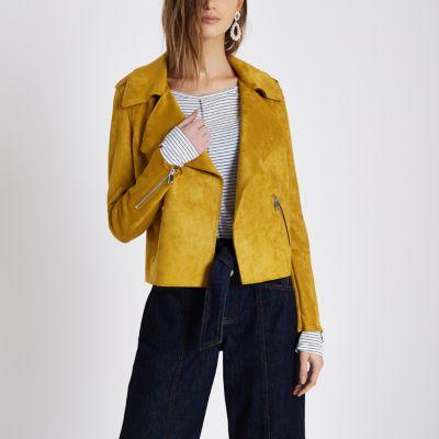 Mustard Yellow Faux Suede Trench Jacket