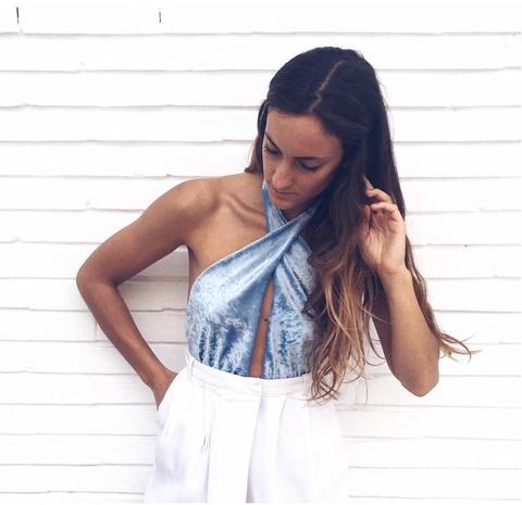 Baby Blue Velvet Top