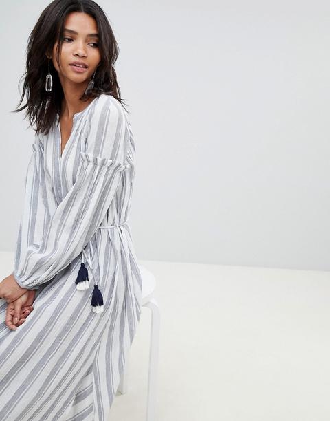 French Connection Stripe Tassel Smock Dress