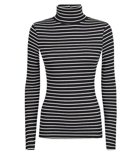 Black Stripe Ribbed Roll Neck Top New Look