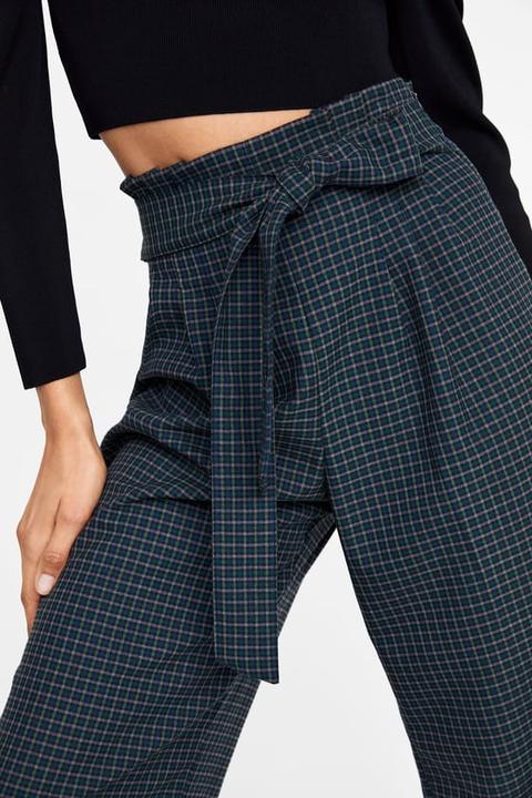 Plaid Culottes With Belt from Zara on 21 Buttons