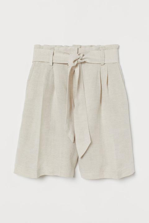 Tie-belt Shorts - Beige