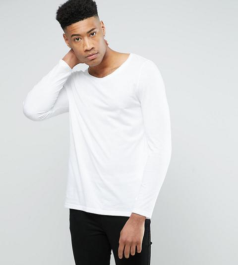 Asos Tall - Maglia A Maniche Lunghe Con Scollo Rotondo Bianca - Bianco