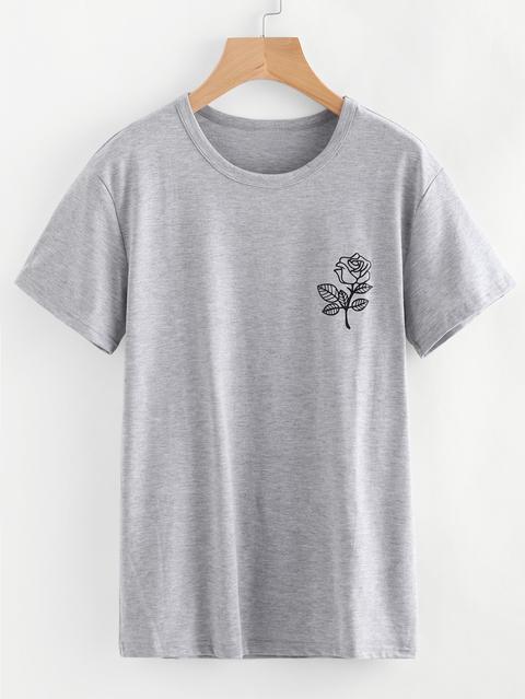 Rose Print Marled Tee