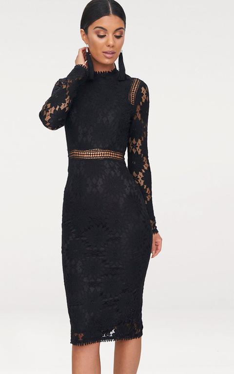 Pretty little thing black best sale lace dress