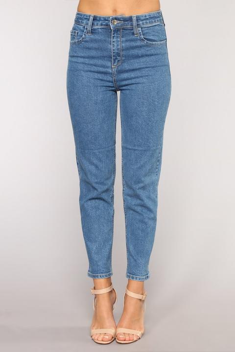 Krista High Rise Mom Jean - Medium Blue Wash