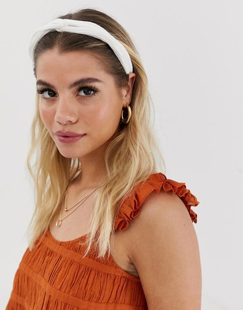 Asos Design – Plissiertes Haarband In Weiß