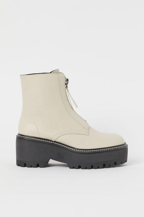 Warm-lined Boots - Beige
