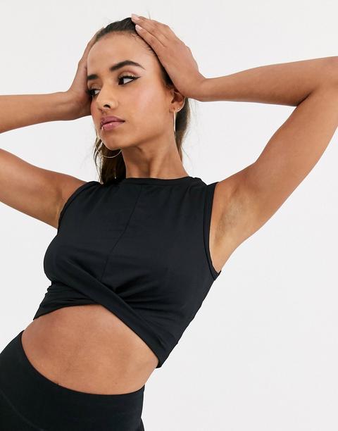 Top Sin Mangas Corto Con Nudo En La Parte Delantera De Asos 4505-negro