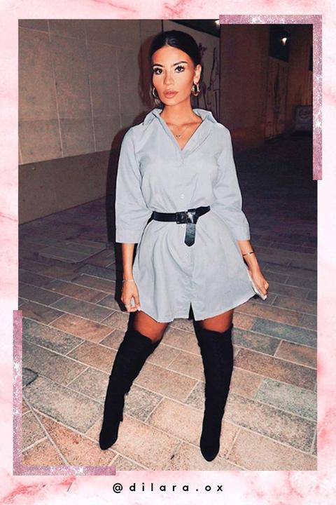 Ferne Mccann Blue Shirt Dress