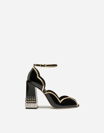 Peep Toe D’orsay In Patent Leather With Jewel Heel