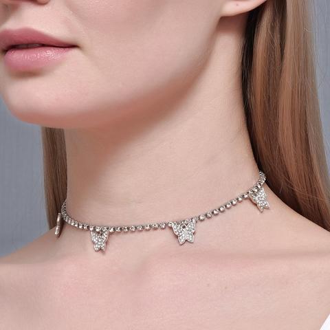 Rhinestone Butterfly Choker