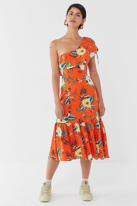 Orange Floral Midi Dress Top Sellers, UP TO 60% OFF | www 